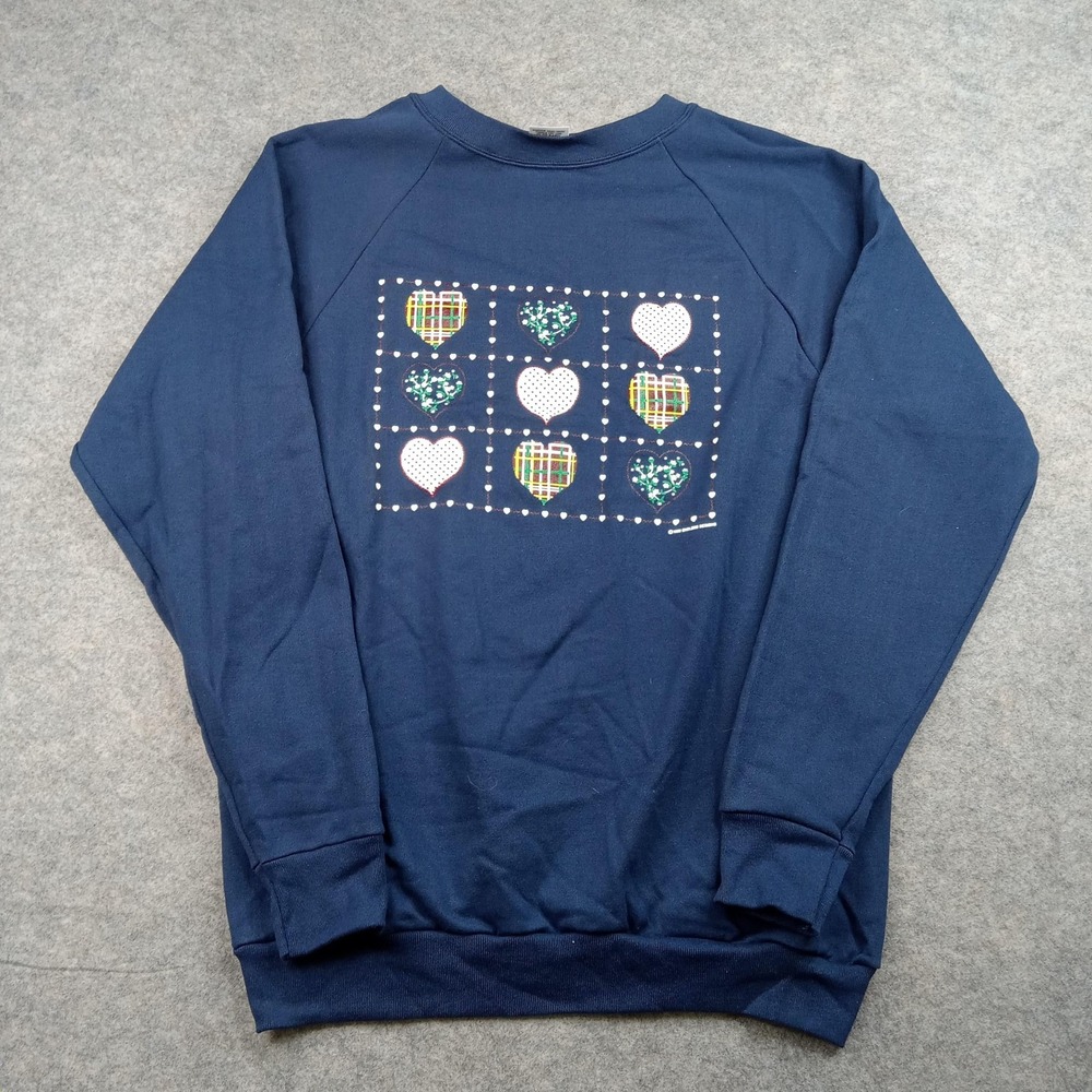 Vtg Murina Sweatshirt Womens XL Navy Crewneck‎ Raglan Made USA Fleece Heart Logo